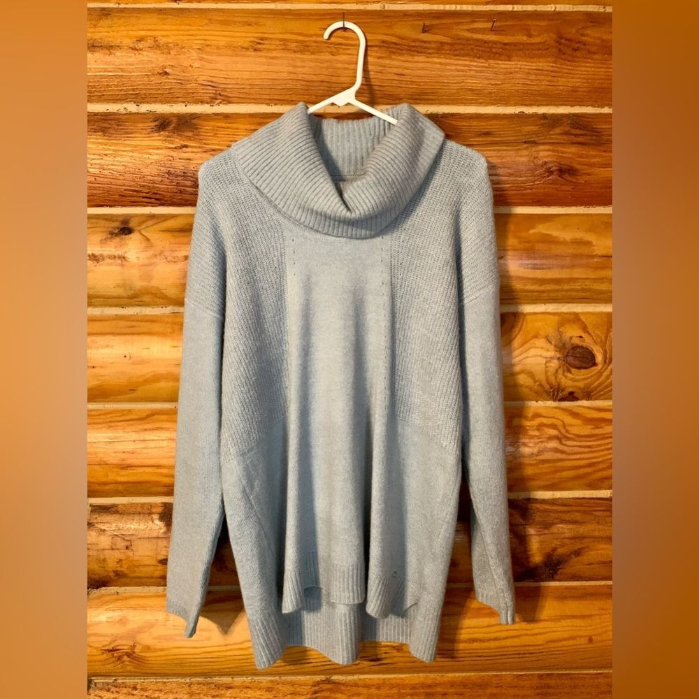 Calvin Klein Light Blue Cowl Neck Tunic Length Oversized Sweater Size Small